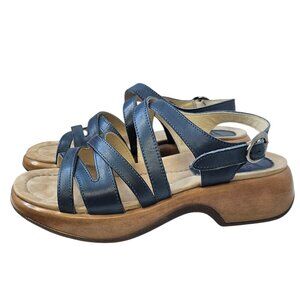 Dansko Womens Lolita Sandals, Strappy, Leather, Blue, Comfort, Size 40 / 9.5-10
